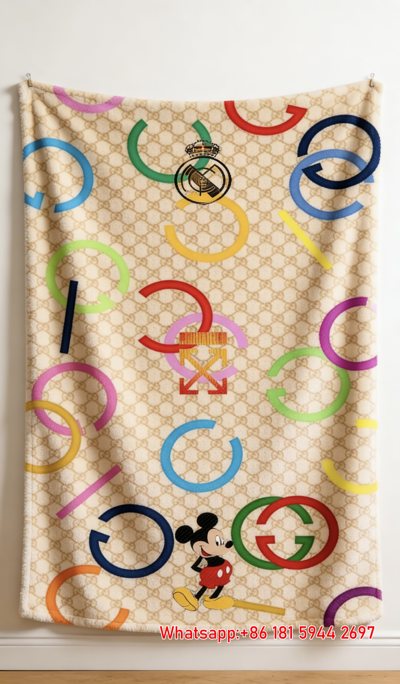 Gucci x Disney Colorful GG Monogram Flannel Blanket Gucci Multicolor Themed Wall Tapestry IMG_2626